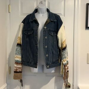 POL Women’s Bohemian Fringe Tassel Festival Coachella Denim/Sweater Jacket XL